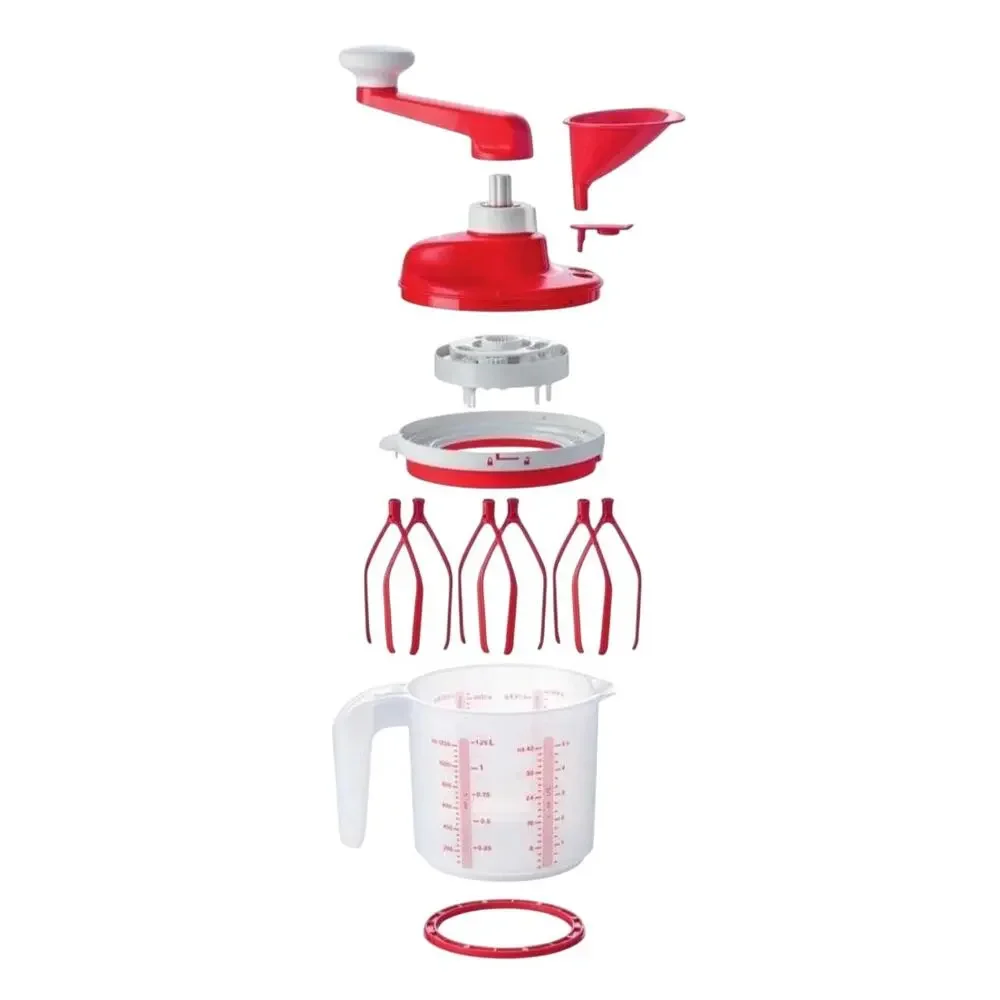 Tupperware EZ Speedy Mixer Chili Red Manual Hand Mixer 1.25L/5Cup Jug